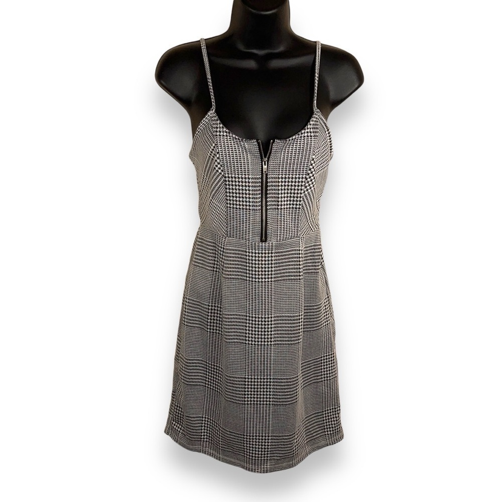 SIZE XS 1 JUNIORS HOUNDSTOOTH DRESS RETRO PINUP STRETCH ACADEMIA SLEEVELESS